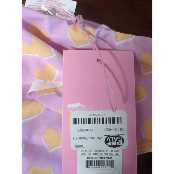 Stoney Clover Ruffle Bikini Bottom XS Pink Purple Orange Heart High Leg Swimsuit - Picture 9 of 14